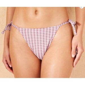 Wild Fable Tie Side Bikini Bottom Medium Pink White New Gingham Swimwear